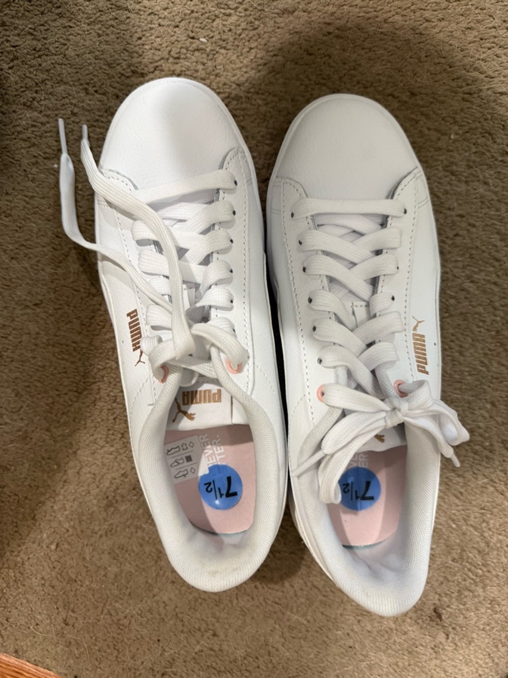 Puma White Sneakers with Gold Logo Accents
